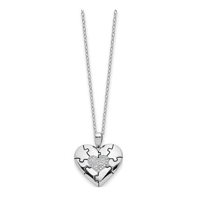 Sterling Silver CZ 'love You to Pieces' Pendant Necklace – view 2