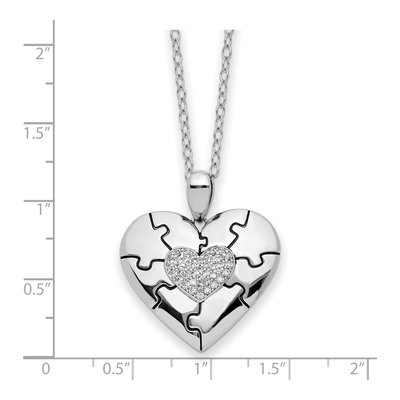 Sterling Silver CZ 'love You to Pieces' Pendant Necklace – view 3
