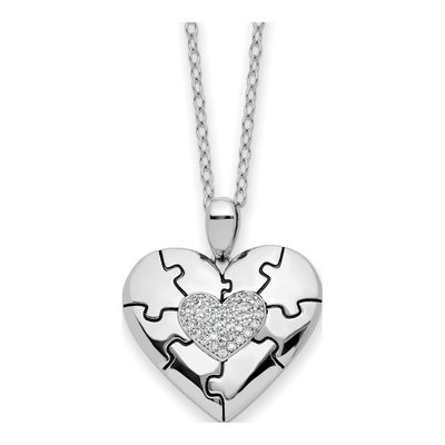 Sterling Silver CZ 'love You to Pieces' Pendant Necklace
