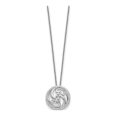 Sterling Silver CZ Through Years Swirl Circle Pendant Necklace – view 2