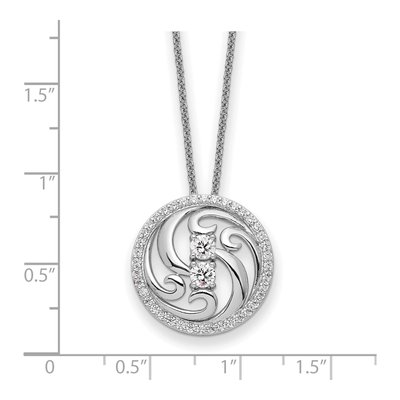 Sterling Silver CZ Through Years Swirl Circle Pendant Necklace – view 3