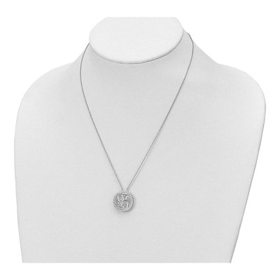 Sterling Silver CZ Through Years Swirl Circle Pendant Necklace – view 4