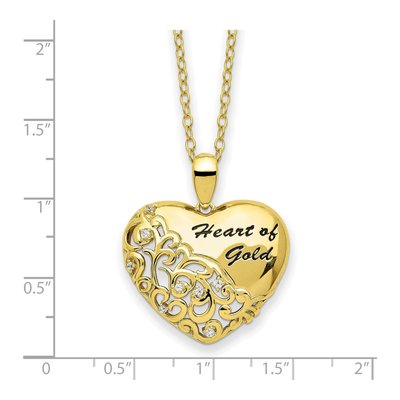 Gold-Plated Sterling Silver CZ Heart Pendant Necklace – view 3