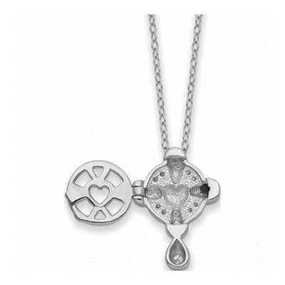 Sterling Silver CZ Memory Cross Locket Pendant Necklace – view 3