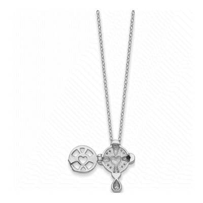 Sterling Silver CZ Memory Cross Locket Pendant Necklace – view 5