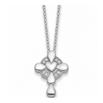 Sterling Silver CZ Memory Cross Locket Pendant Necklace