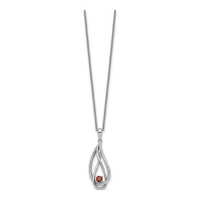 Sterling Silver CZ January Heart Pendant Necklace – view 2