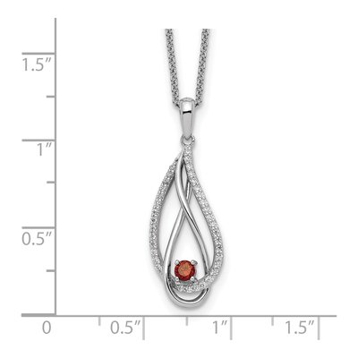 Sterling Silver CZ January Heart Pendant Necklace – view 3