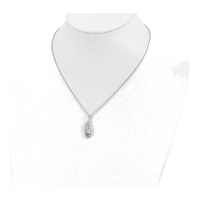 Sterling Silver CZ January Heart Pendant Necklace – view 4