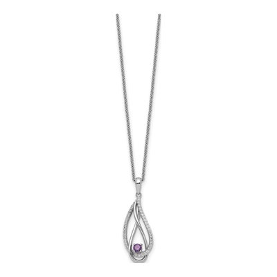 Sterling Silver CZ February Heart Pendant Necklace – view 2