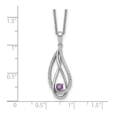 Sterling Silver CZ February Heart Pendant Necklace – view 3