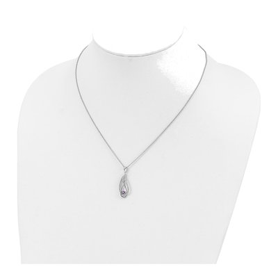 Sterling Silver CZ February Heart Pendant Necklace – view 4
