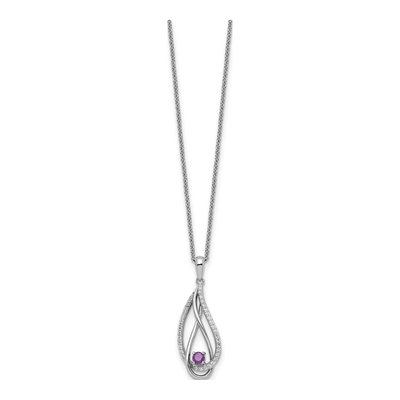Sterling Silver CZ Jun Always My Heart Birthstone Pendant Necklace – view 2
