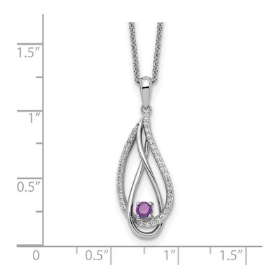 Sterling Silver CZ Jun Always My Heart Birthstone Pendant Necklace – view 3