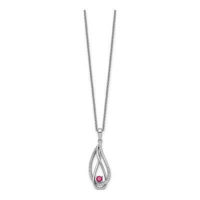Sterling Silver CZ Jul Always My Heart Birthstone Pendant Necklace – view 2