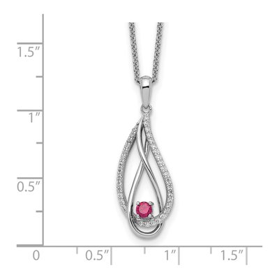 Sterling Silver CZ Jul Always My Heart Birthstone Pendant Necklace – view 3