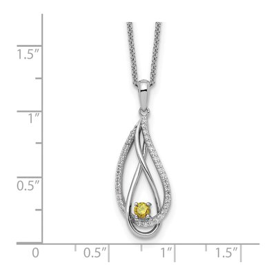 Sterling Silver CZ November Heart Pendant Necklace – view 3