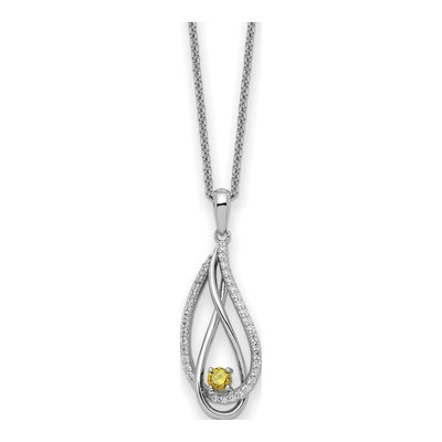 Sterling Silver CZ November Heart Pendant Necklace