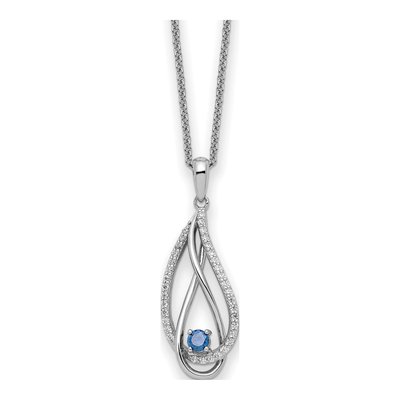 Sterling Silver CZ December Birthstone Heart Pendant Necklace