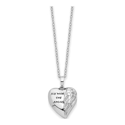 Sterling Silver CZ Angel Wings Ash Holder Pendant Necklace – view 2