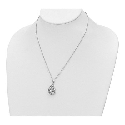 Sterling Silver CZ Antiqued Forever Loved Missed Pendant Necklace – view 4