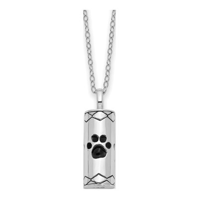 Sterling Silver Paw Print Ash Holder Pendant Necklace