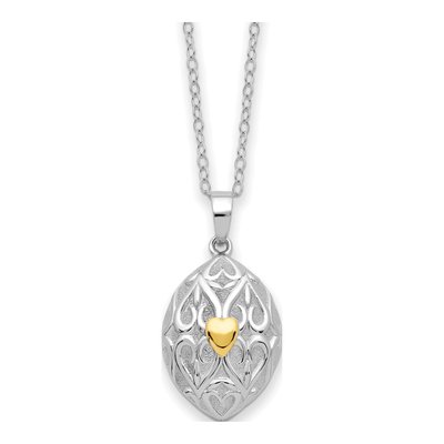Sterling Silver Heart Egg Ash Holder Pendant Necklace