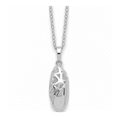 Sterling Silver Scrolled Hearts Ash Holder Pendant Necklace