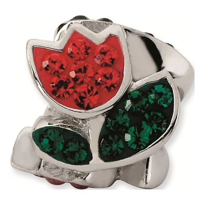 Sterling Silver Crystal Flower Bead