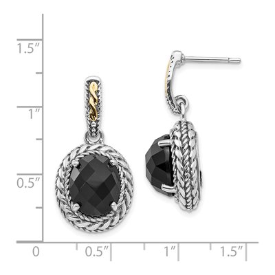 Sterling Silver & 14K Gold Onyx Dangle Earrings – view 5