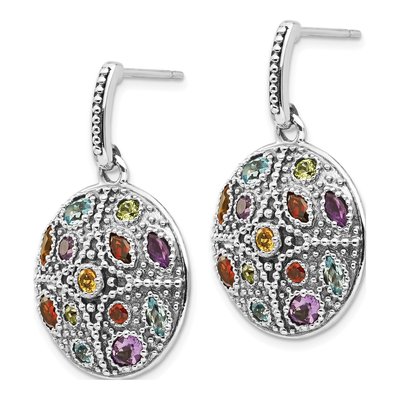 Sterling Silver Citrine & Amethyst Multi-Gemstone Dangle Earrings – view 3