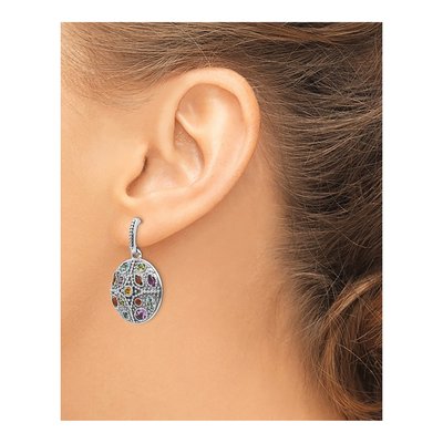 Sterling Silver Citrine & Amethyst Multi-Gemstone Dangle Earrings – view 4