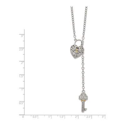 Sterling Silver & 14K Gold 1/15 ct tw Diamond Heart Lock Key Necklace – view 3