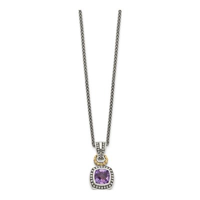 Sterling Silver & 14K Gold Amethyst Pendant Necklace – view 3