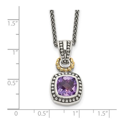 Sterling Silver & 14K Gold Amethyst Pendant Necklace – view 4