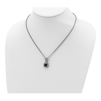 Sterling Silver & 14K Gold Amethyst Pendant Necklace – view 5