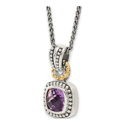 Sterling Silver & 14K Gold Amethyst Pendant Necklace – view 6