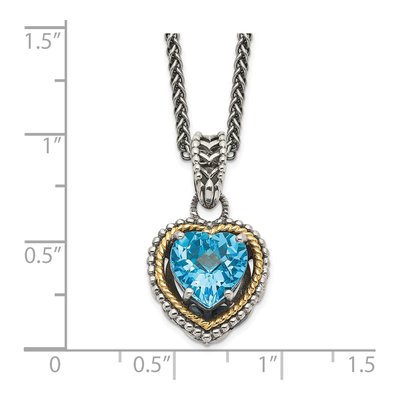 Sterling Silver & 14K Gold Swiss Blue Topaz Heart Necklace – view 4