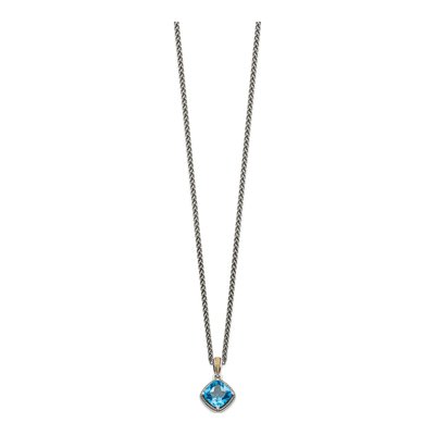 Sterling Silver & 14K Gold Swiss Blue Topaz Pendant Necklace – view 3