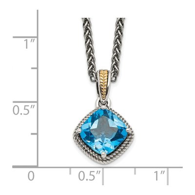 Sterling Silver & 14K Gold Swiss Blue Topaz Pendant Necklace – view 4