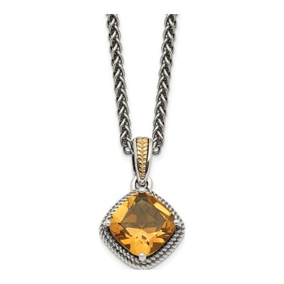Sterling Silver & 14K Gold Citrine Pendant Necklace