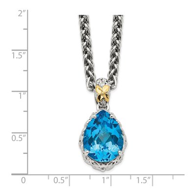 Sterling Silver & 14K Gold Swiss Blue Topaz Pendant Necklace – view 4