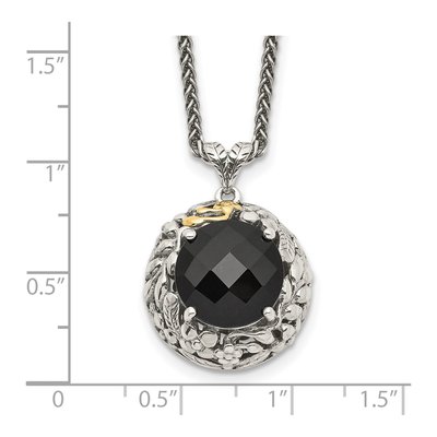 Sterling Silver & 14K Gold Onyx Pendant Necklace – view 4