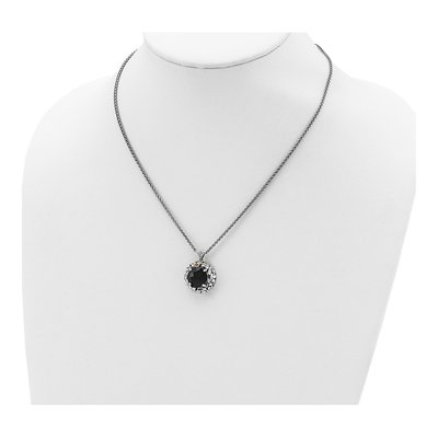 Sterling Silver & 14K Gold Onyx Pendant Necklace – view 5