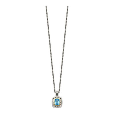 Sterling Silver & 14K Gold Swiss Blue Topaz Pendant Necklace – view 3