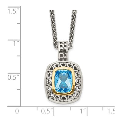 Sterling Silver & 14K Gold Swiss Blue Topaz Pendant Necklace – view 4