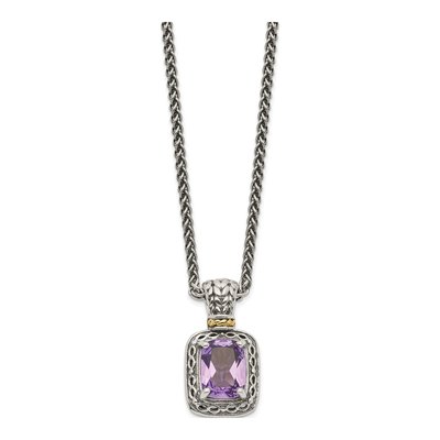 Sterling Silver & 14K Gold Amethyst Pendant Necklace – view 3