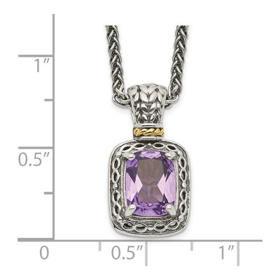 Sterling Silver & 14K Gold Amethyst Pendant Necklace – view 4