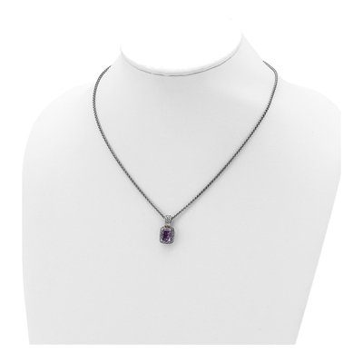 Sterling Silver & 14K Gold Amethyst Pendant Necklace – view 5