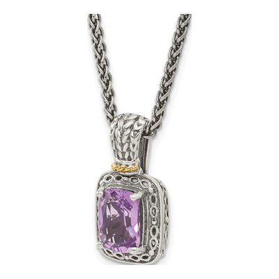 Sterling Silver & 14K Gold Amethyst Pendant Necklace – view 6